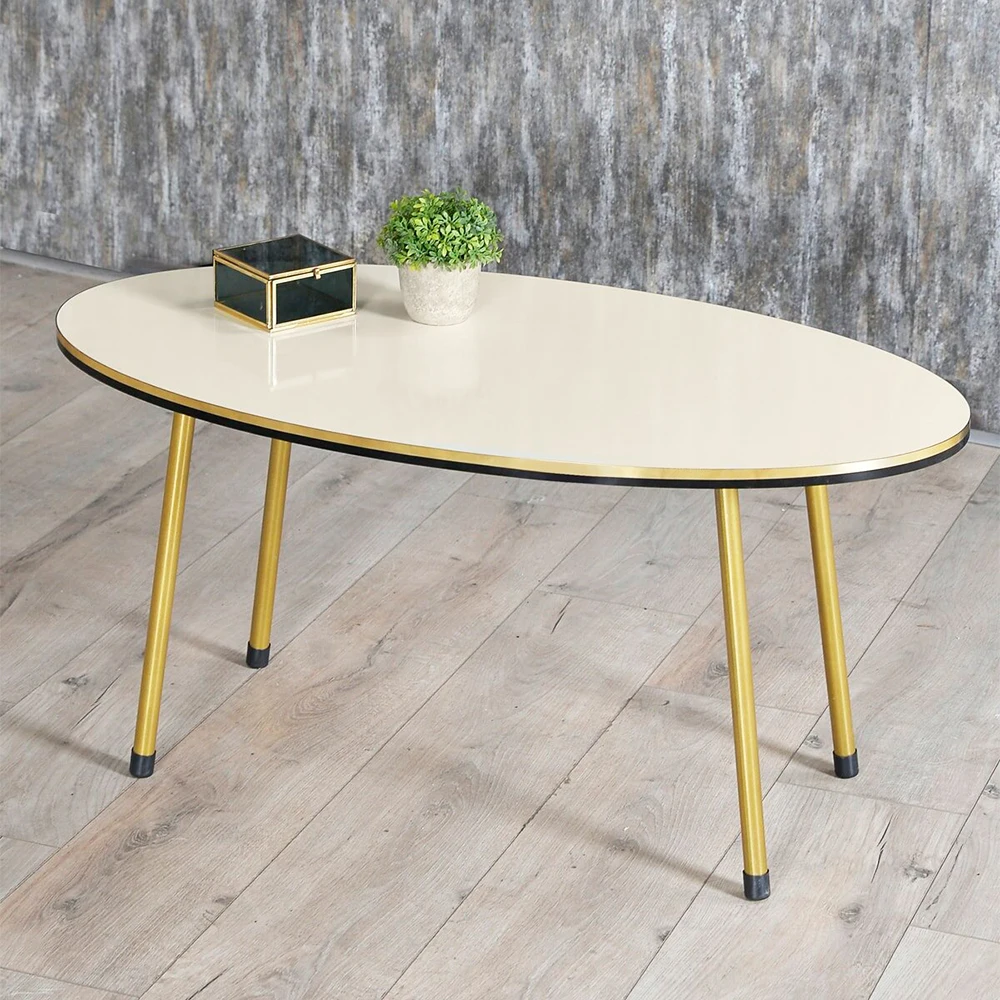 Modern Center Table Metal Wire Leg Assembled Center Table Tea Coffee Service Table Ellipse Living Room Table - Colour Options