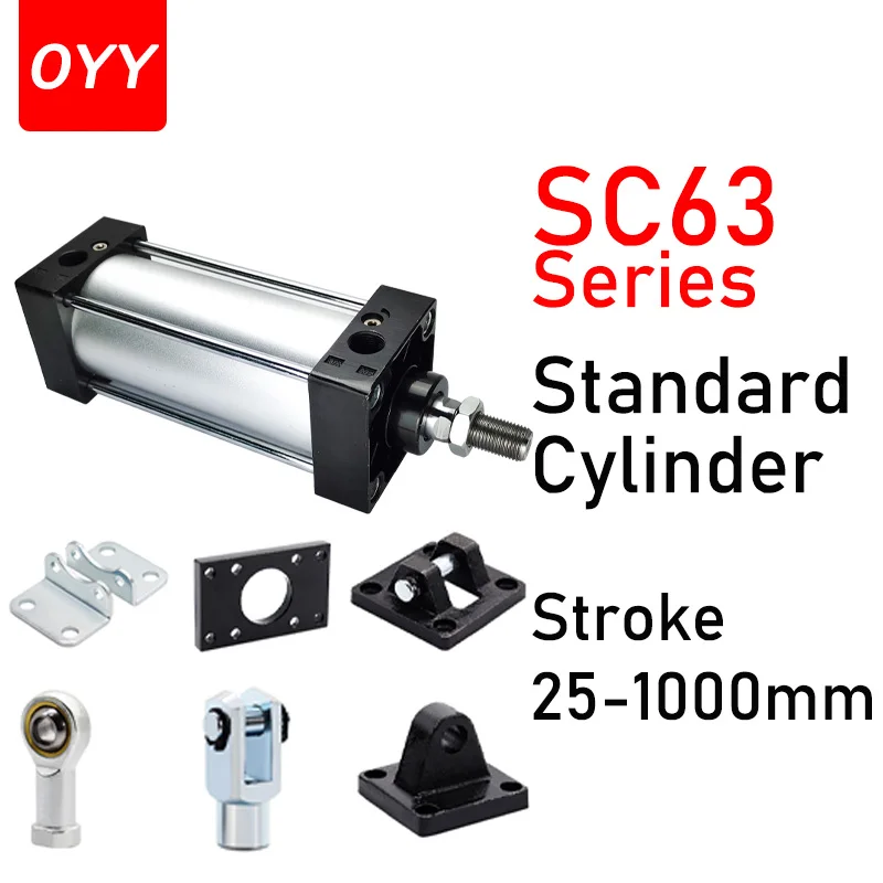 

SC63 Standard Bore 63mm Stroke 25-1000mm Double Acting With Magnetic Aluminium Alloy Pneumatic Cylinders