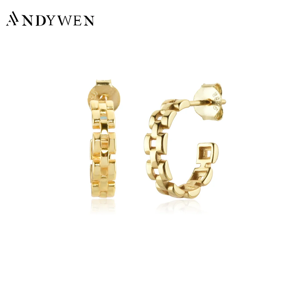 ANDYWEN 100% 925 Sterling Silber 10,5mm Schraube Locker Kette Hoops Piercing Huggies Frauen Ohrring 2022 Plain Schmuck Luxus