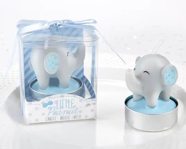 Set of 30 christening candles blue elephant in child gift box-details and gifts for weddings, christening memories, communion