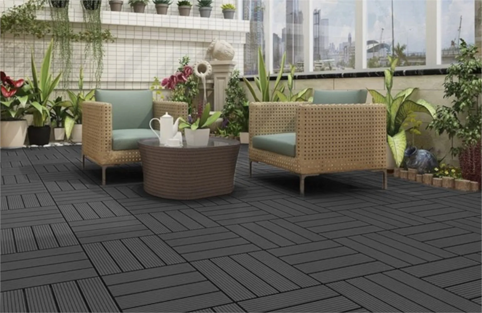 Commercial Candela | Garden Exterior Floor Tiles | Composite | Easy Assembled | Attachment Terrace Pavement | Loseta | Ground Floating Parket | Pack 10 UNDS | 31x31x2,2cm| 1 M2 Covered Area