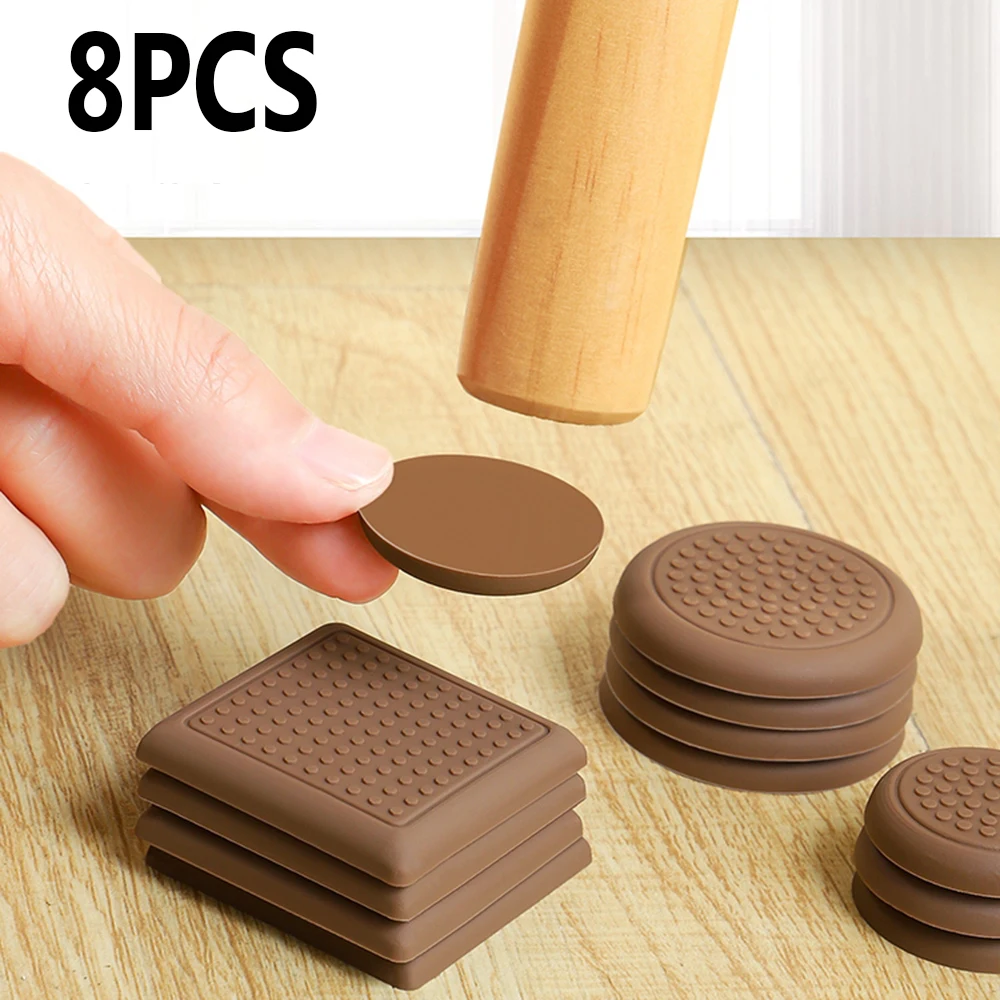 8PCS Chair Leg Caps Silicone Pad Self Adhesive Furniture Leg Rug Anti Scratch Floor Protector Table Foot Covers Anti Slip Mat