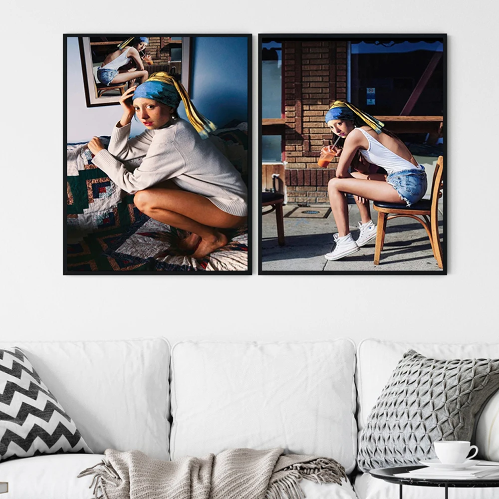 

Girl Portrait Pearl Earring Canvas Painting Vintage Poster and Print Fashion Sexy Women Wall Art Pictures Living Room Home Decor