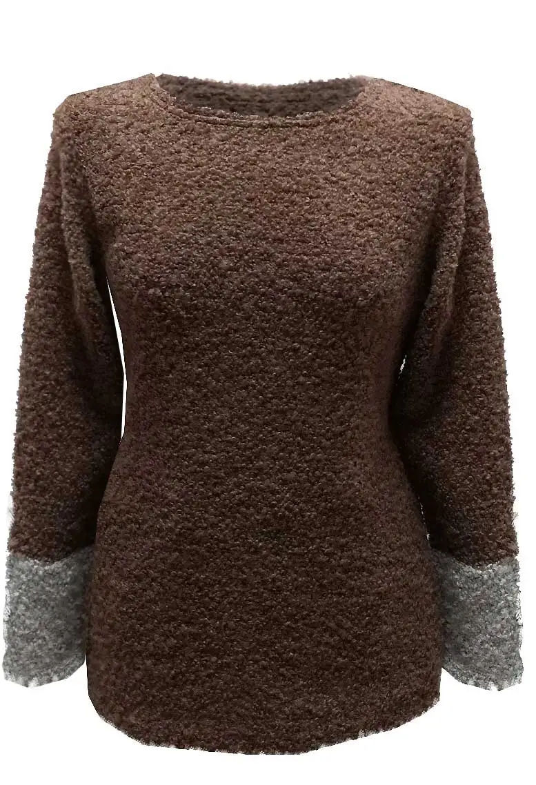 Curly wool sweater in chocolate brown. Fancy chubby fabric, perfect for keeping warm in winter. Comfortable, soft and warm!