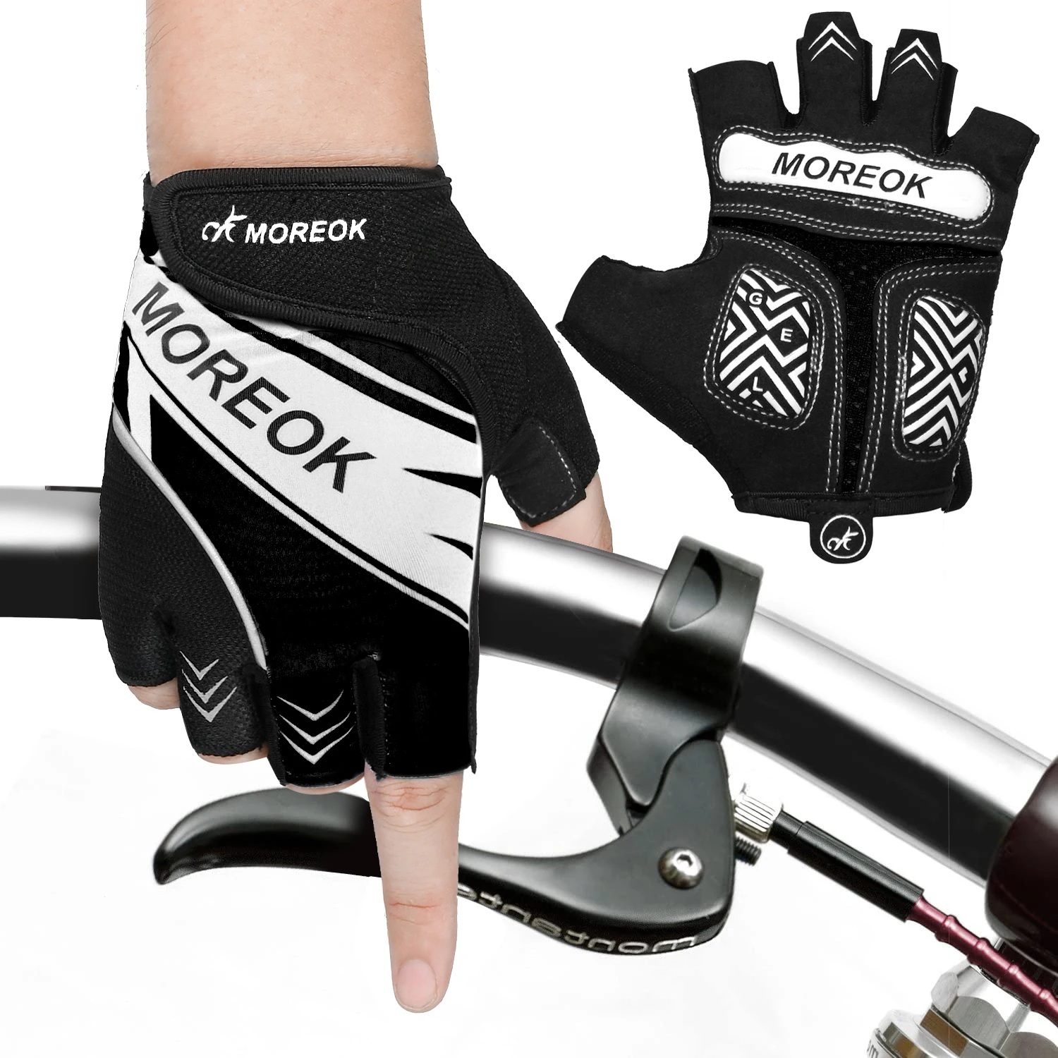 MOREOK Biking Gloves Half Finger Shockproof Mountain Bike Gloves Anti-slip Wearable Bicycle Gloves Breathable Mtb Cycling Gloves