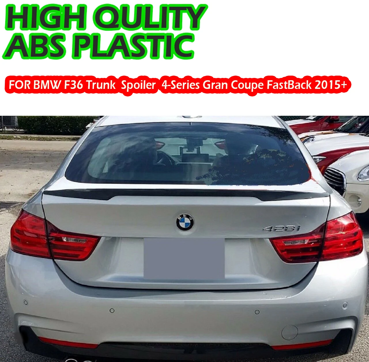 FOR BMW F36 Trunk Deck Lip Spoiler P Type 4-Series Gran Coupe FastBack 2015+ ( ABS Plastic )