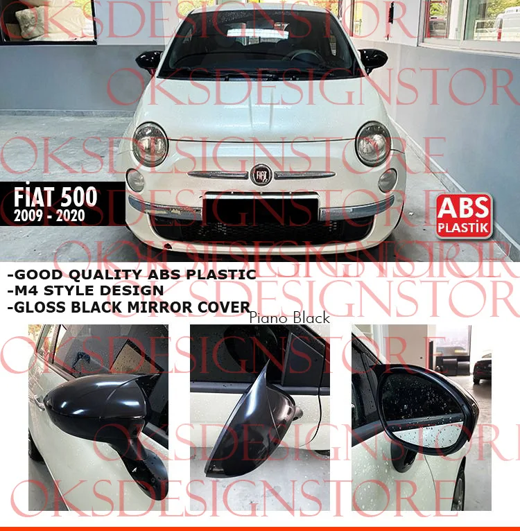 

For FIAT 500 2009 2020 GLOSS BLACK MIRROR COVER fiat500 GLOSS BLACK easy assembly special Part sline