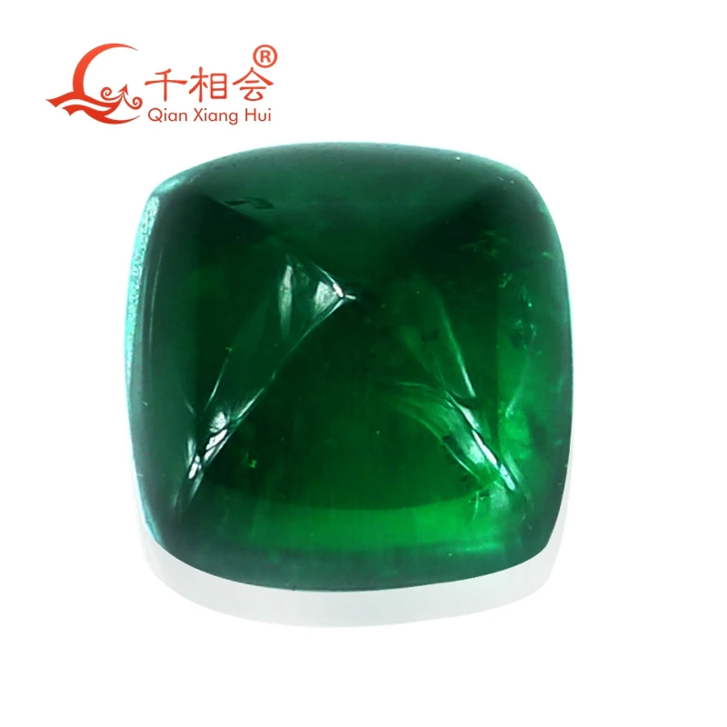 8mm10mm Sugar-loaf Cut Tower Grown Hydrothermal emerald green color including minor cracks inclusions loose gem stone