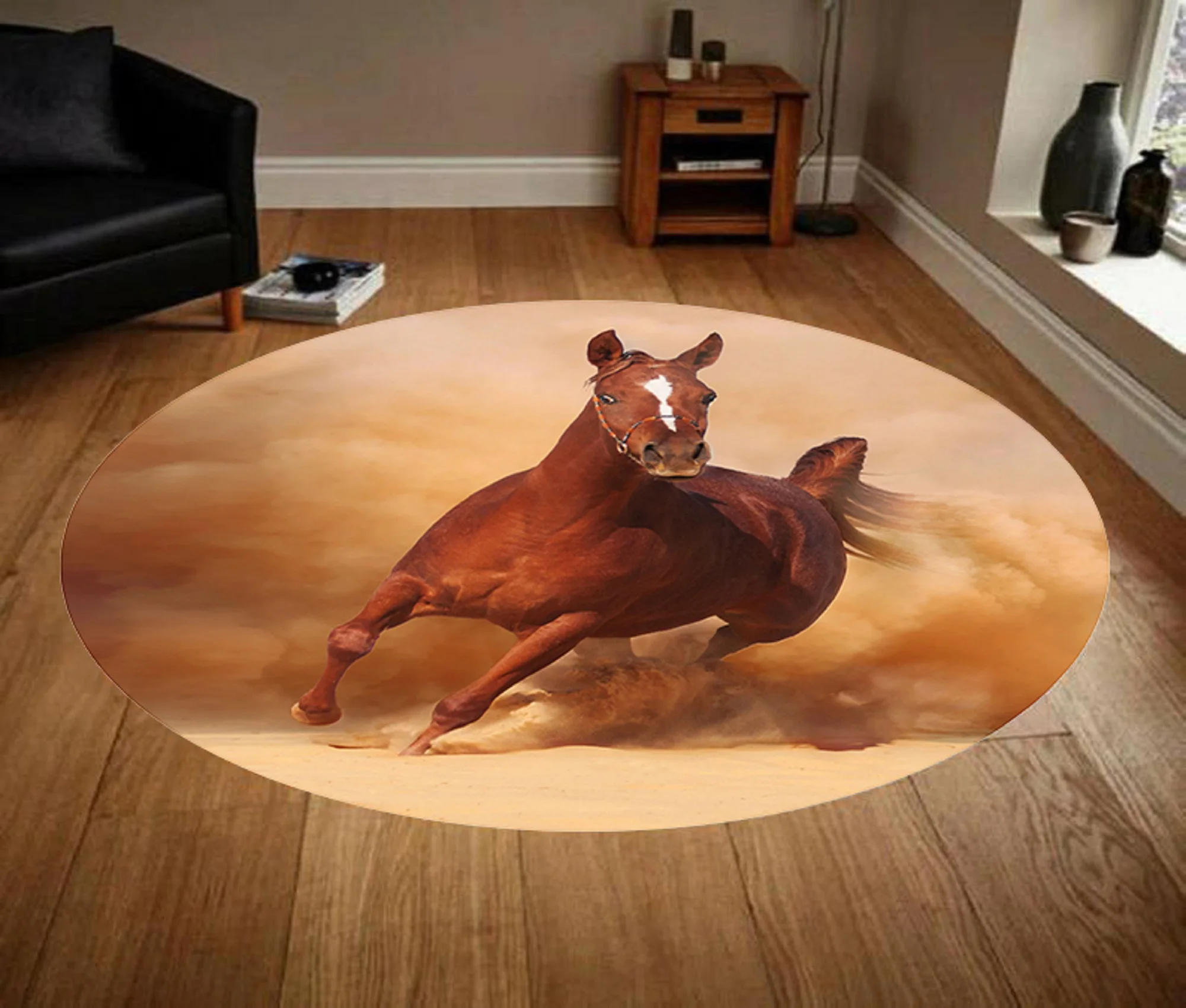 Horse Rug, Girls Room Rug, Round Rug,Round Carpet,Pattern Round,Popular Rug,Themed Rug,Home Decor,Gift For Him,Gift For Her