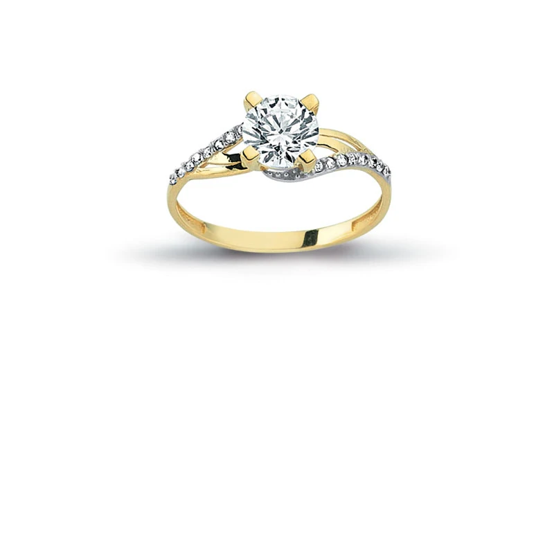 14K Solid Gold Art Deco Solitaire Engagement Wedding Ring