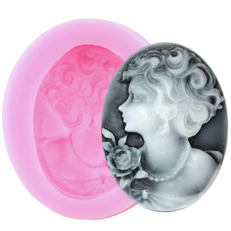 3D Cameo Picture Frame Silicone Molds Lady Avatar Fondant Mold Angel Fairy Chocolate Cake Decorating Cupcake Topper Candy Mould