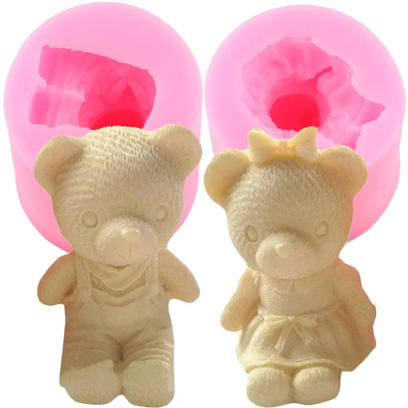 

Bear Boy Girl Silicone Mold Resin Clay Soap Molds Fondant Cake Decorating Tools Candy Chocolate Gumpaste Mould Candle Moulds