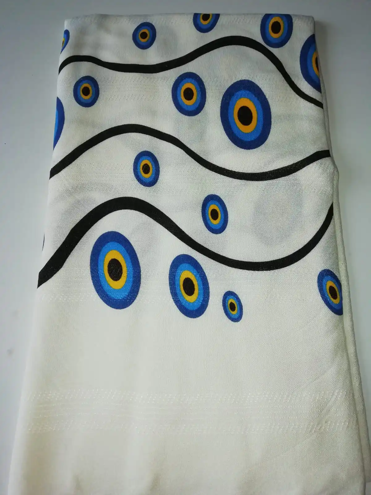 Evil Eye Designed Super  Soft    Woven  Peshtemal Towel-Fringed Artisan Fouta Beach Bath Towel