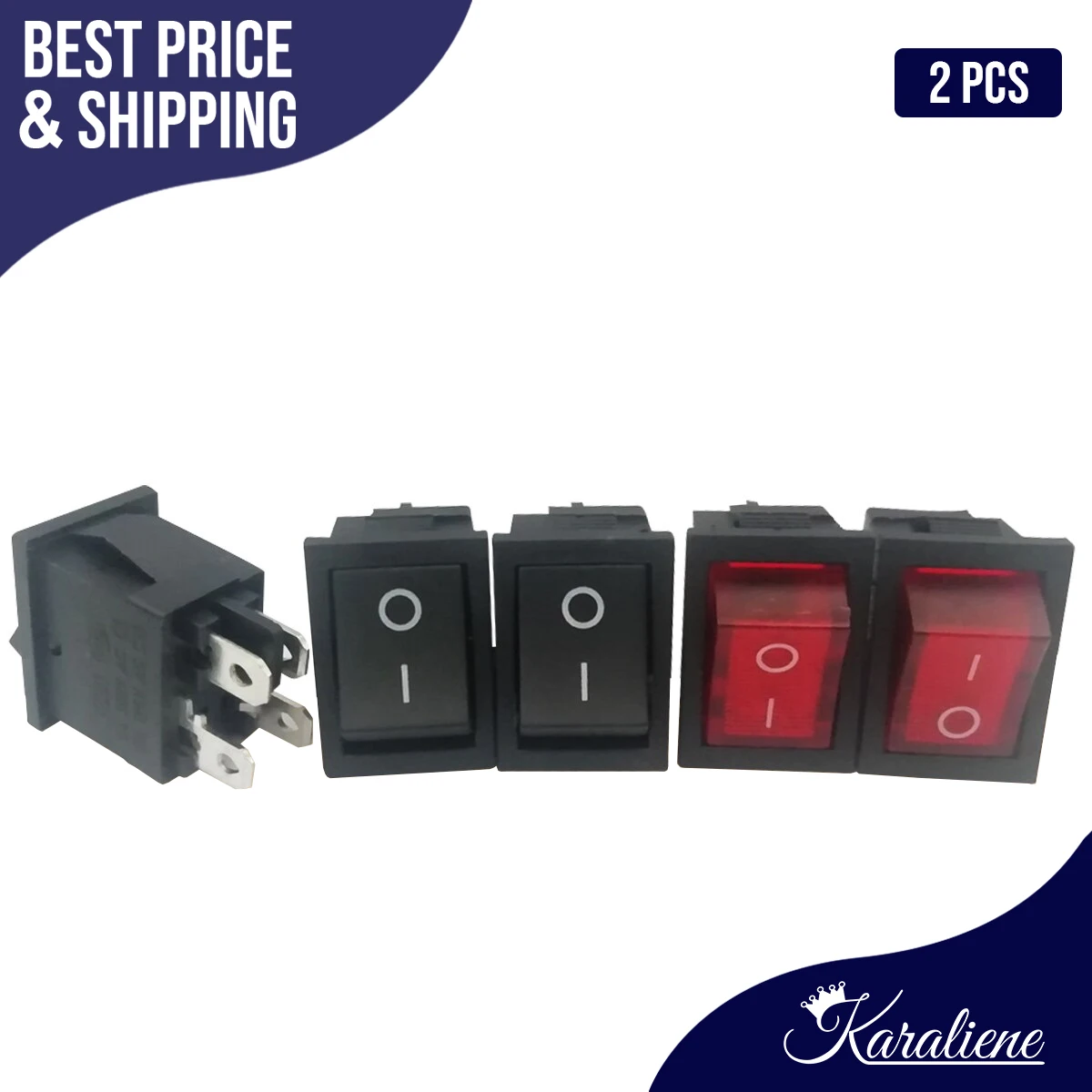 2pcs KCD1-104 ON-OFF Rocker Switch 4 Pins 15*21mm 6A 250VAC/10A 125VAC