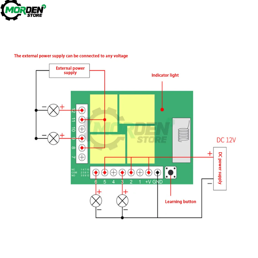 DC12V 315MHz 433MHz Wireless Remote Control 10Amp 2200W 4CH Relay Receiver Module RF Switch for Gate Garage Opener