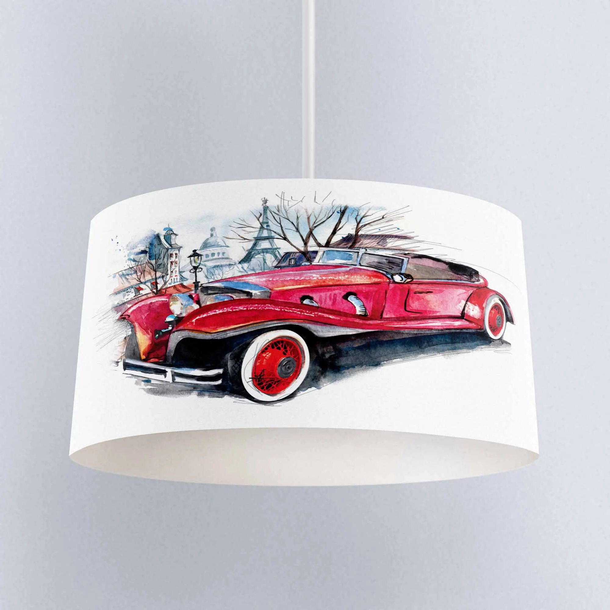 

Else Vintage Red Car Printed Fabric Kitchen Chandelier Lamp Drum Lampshade Floor Ceiling Pendant Light Shade