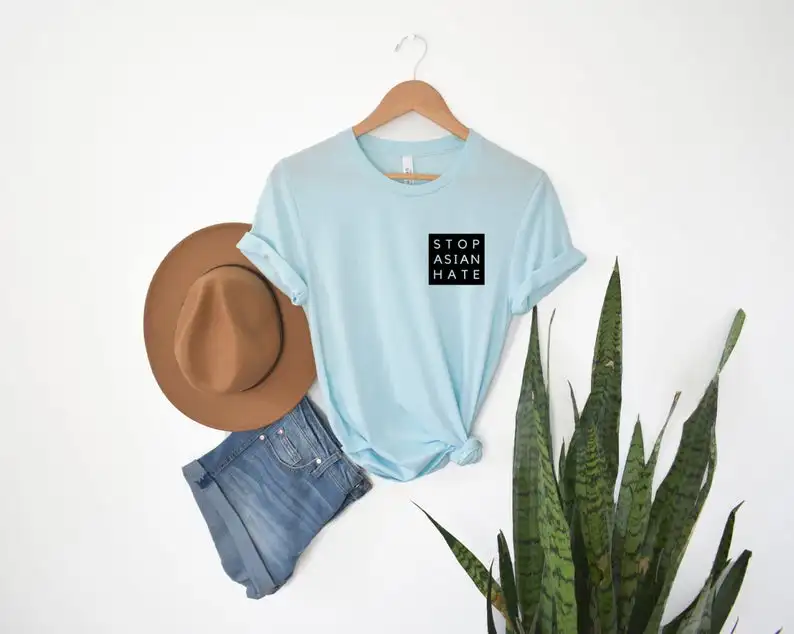 Skuggnas Stop Asian Hate Funny quote Graphic Cotton T shirt Unisex Fashion Summer t shirt Short Sleeve Tumblr Shirt Drop Ship