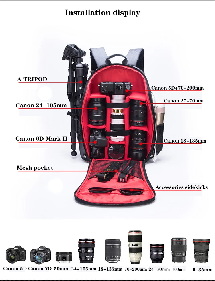 JINNUOLANGRucksack mit großem Fassungsvermögen, Kamerarucksack, wasserdichter Fotorucksack, multifunktionale Reisedrohne, Fotografie, N – Detail 6