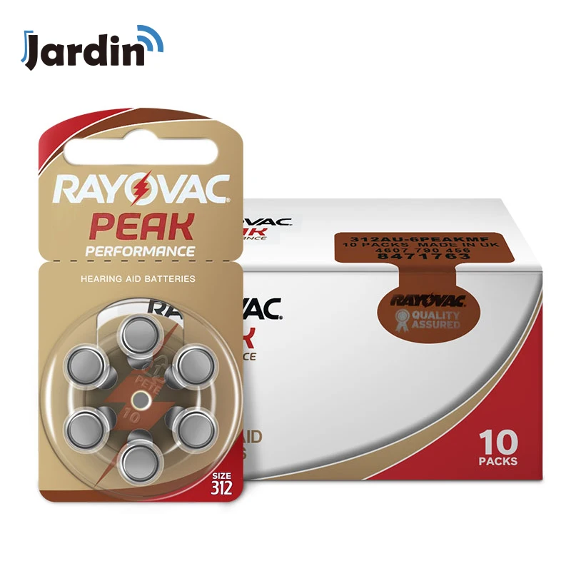 

60 PCS Rayovac PEAK High Performance Hearing Aid Batteries. Zinc Air A312 312A ZA312 312 PR41 U Battery for CIC BTE Hearing aids