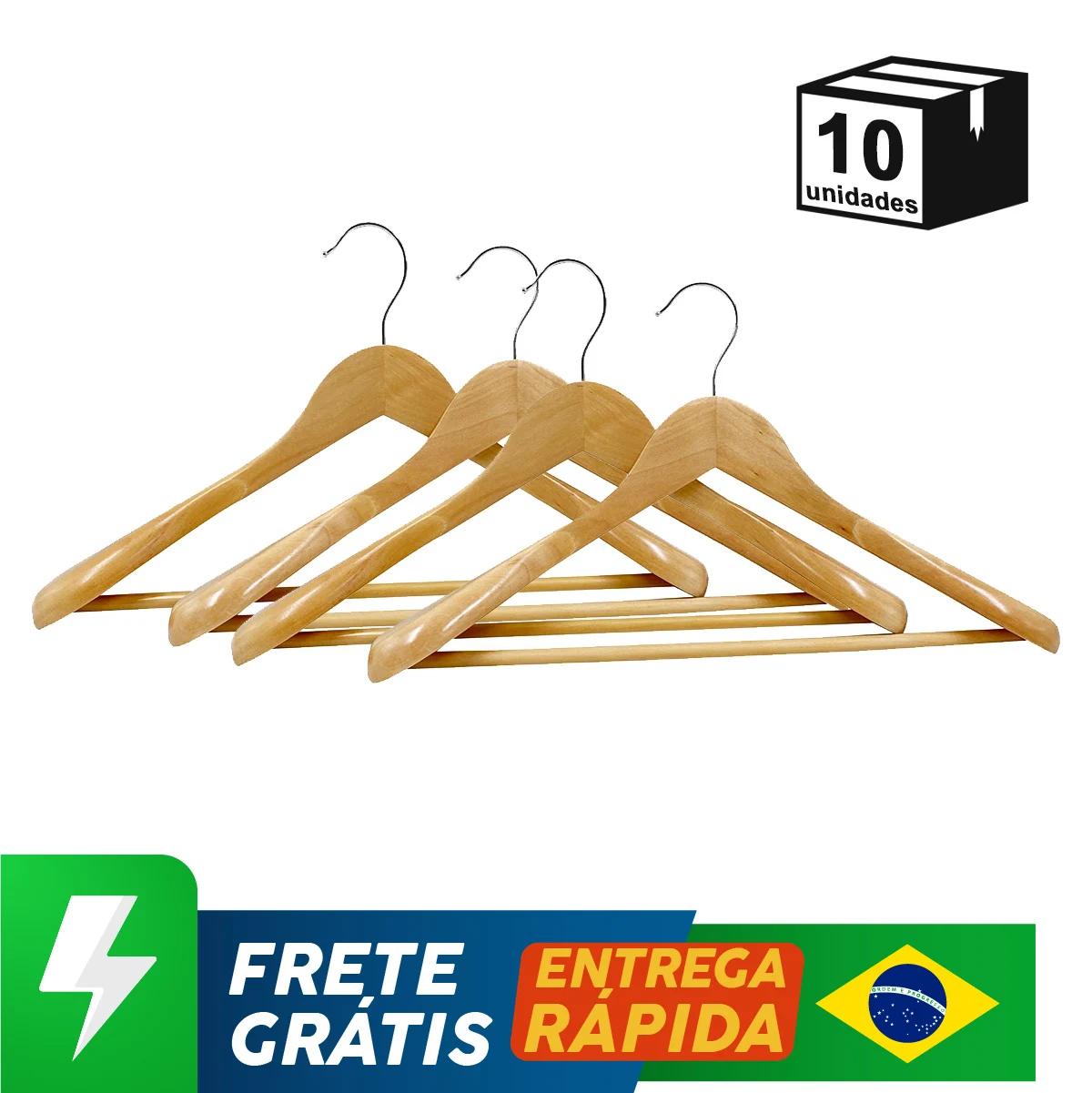 10 Peças Cabide Terno Calças Casacos Camisas Alta Qualidade Envernizado Organizador Armazenar Roupas Gancho Cromado Rotação 360 °