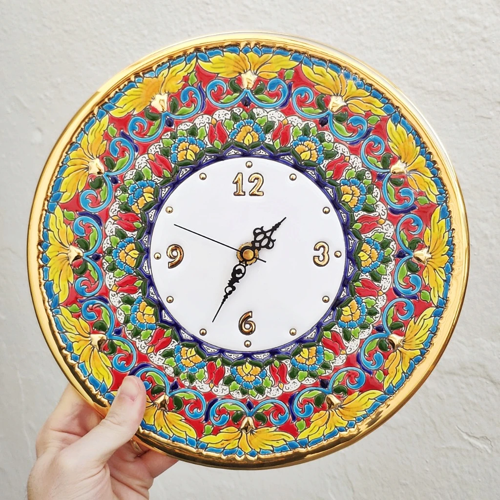 Spanish ceramic watch 29 cm/11,4 inch hand-enamelled diameter-24 o-arte-home and decoration-