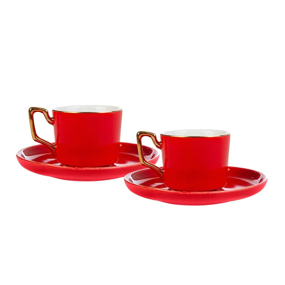 Red 2 Personality Coffee Cup Pad New Porcelain Ceramic Coffee Cup Espresso Turkish coffee Decorative Cup Set Made In Turkey