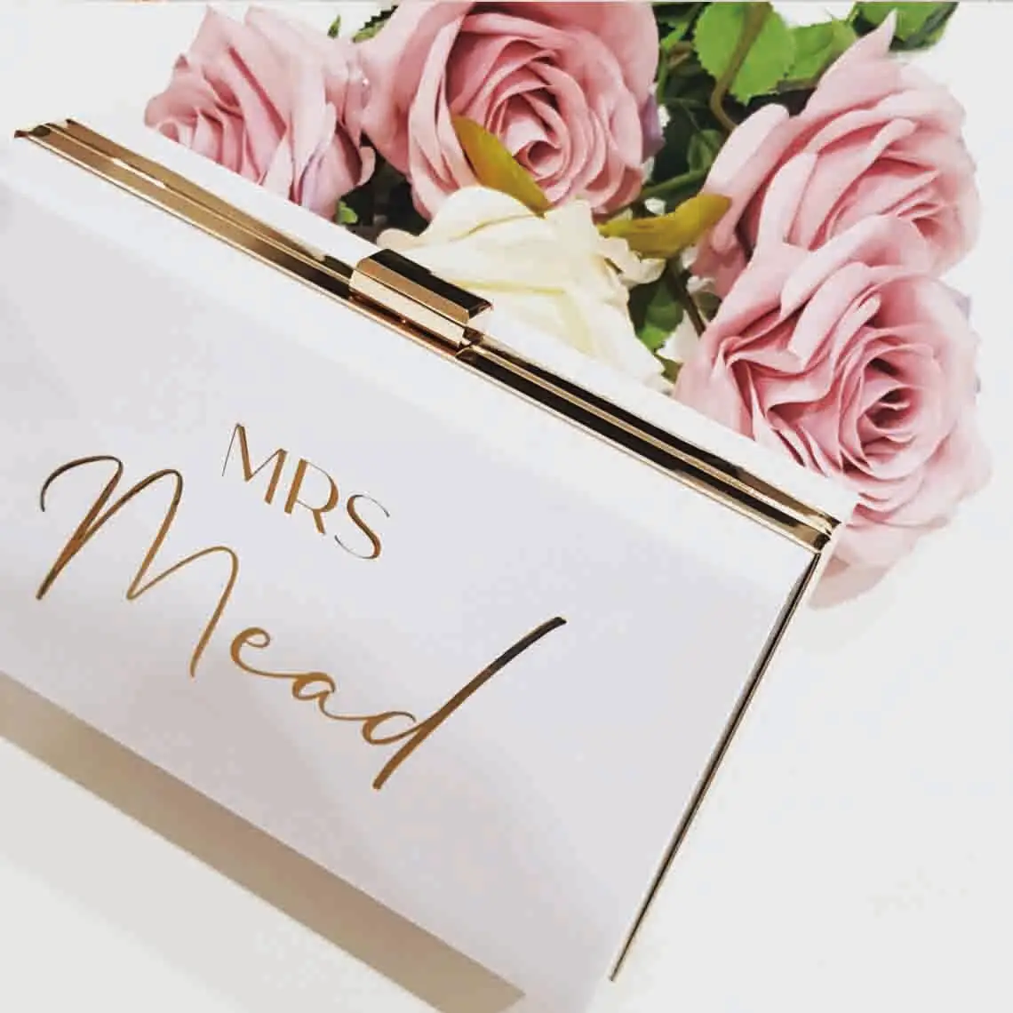 Personalized Acrylic Clutch, Box Clutch, Custom Mrs. Clutch, Bridal Clutch, Custom Bride Clutch, Mrs. Purse, Acrylic Purse