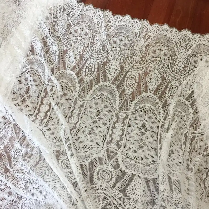 3 metri vinatte stile francese cotone Chantilly abito da sposa tessuto di pizzo, abito da ballo spiaggia boho tessuto da sposa pizzo 150cm di