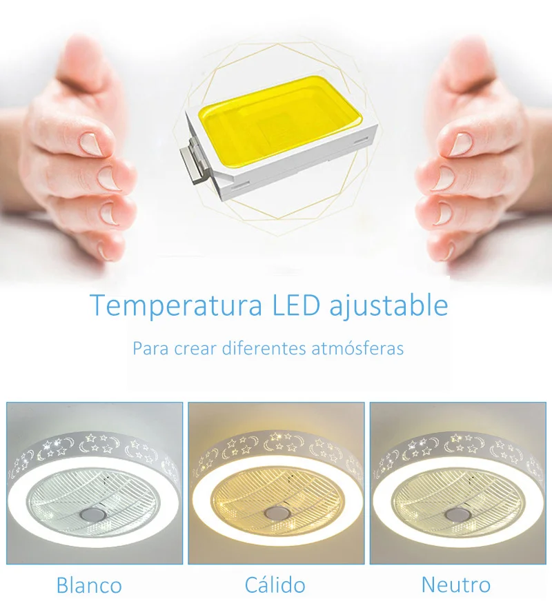 Ceiling fan with light LED lamp 36W App Control with remote Control dimmable light cold/neutral/warm light ww51 * H24cm