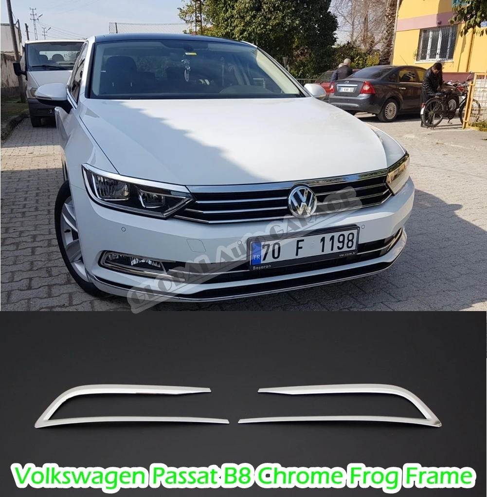 Chrome Fog Light Frame For Vw Volkswagen Passat B8 Stainless Steel 2015 2016 2017 2018 2019 Auto Car Accessory Diffüser Lip