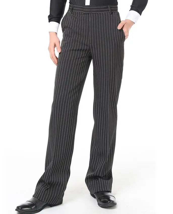 black white stripe Boy ballroom pants latin cha cha samba salsa boy men dancing pants with side pocket