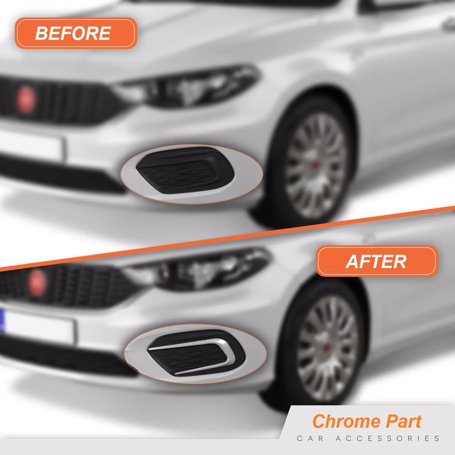 For Fiat Egea Tipo Chrome Moulding Fog Light Frame 2 Piece 2015 and Above SD-HB Styling Modified Designed the exterior Parts Tunning