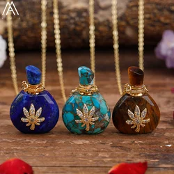 Natural Roses Amethyst Crystal Perfume Essential Pendant For Women Elegant Turquoises Lapis Healing Necklace Jewelry Dropship