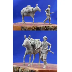 1/35 Resin Model Figure GK，People and donkey ,  Unassembled and unpainted kit