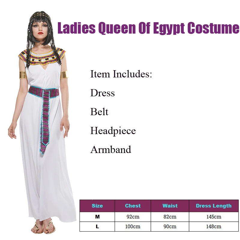 Snailify Ladies Queen Of Egypt Costume Ladies White Cleopatra Costume Halloween Carnival Cosplay