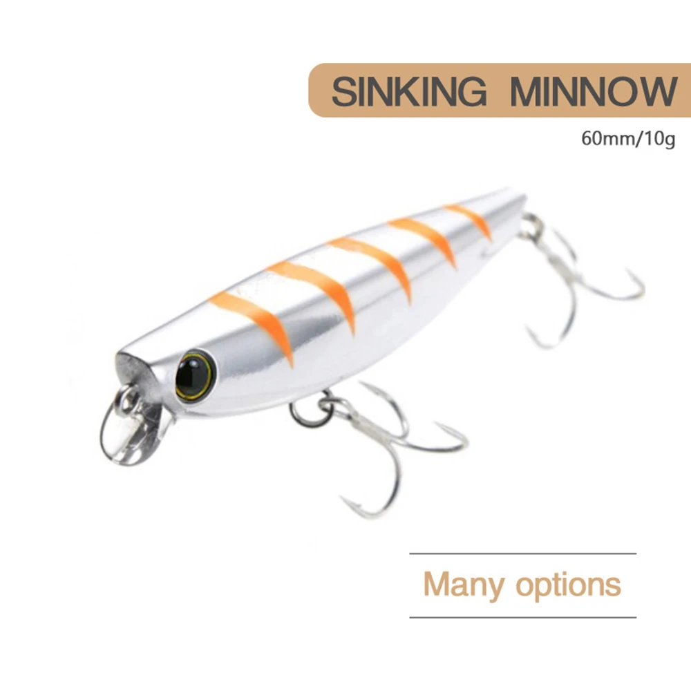 6cm 10g Fishing Lure Minnow Wobbler Long Cast Sinking Trolling Jerkbait Swimbait Artificial Bait Culter Alburnus Bass Bait