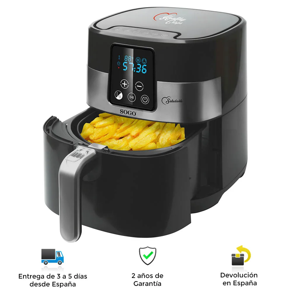 Sogo electric air fryer, 3L, fast, powerful, portable, safe, clean, led display, air fryers, oil-free air fryer