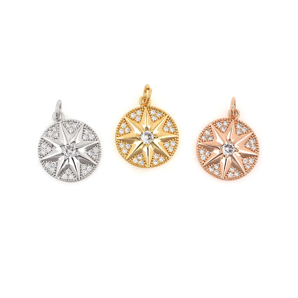 CZ Star Necklace, Octagonal Star Pendant, Fashion Trend Jewelry, Personalized Creative Bracelet, 20.8x15.2x2.4mm