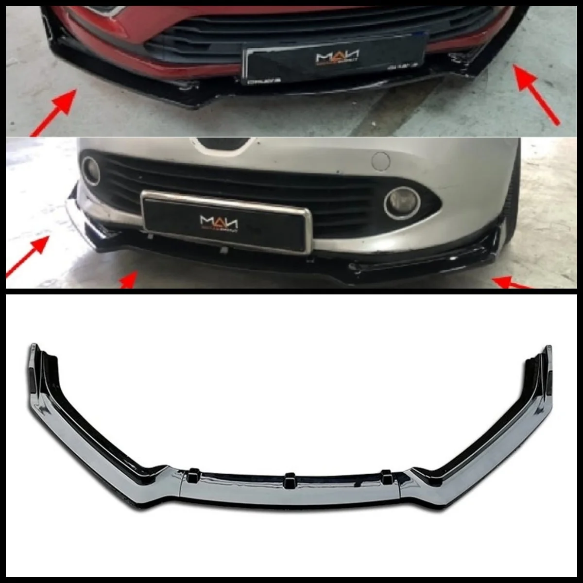 For Renault Clio 4MK4 Front Bumper Lip Body Kit Spoiler Splitter Diffuser 3PCs High Quality ABS Plastic Professional Universal