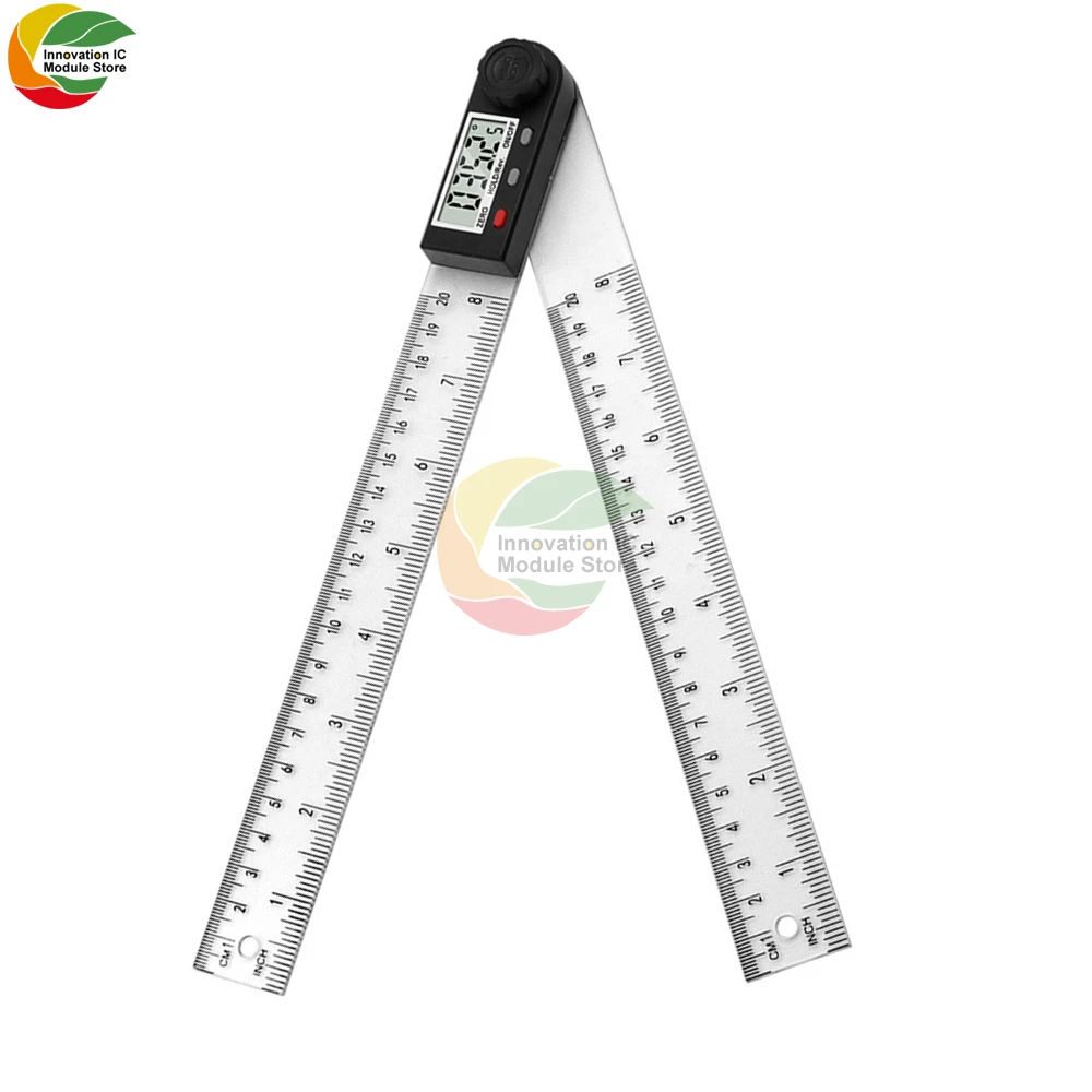 Digital Display Angle Ruler Protractor Right Angle Ruler Woodworking Ruler Angle Measuring Instrument 360° Angle Ruler 0-200mm