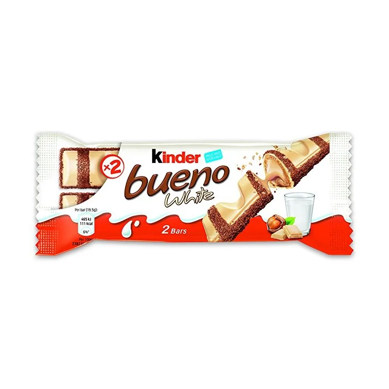 Kinder Tốt Trắng-Hộp 30 Đơn Vị Với 2 Thanh Mỗi Đơn Vị-Trắng Thanh Chocolate Và Nổ. Sô Cô La Sữa Eo Bao Phủ Với Sữa Và Hạt Phỉ. Giòn Và Kem Thanh