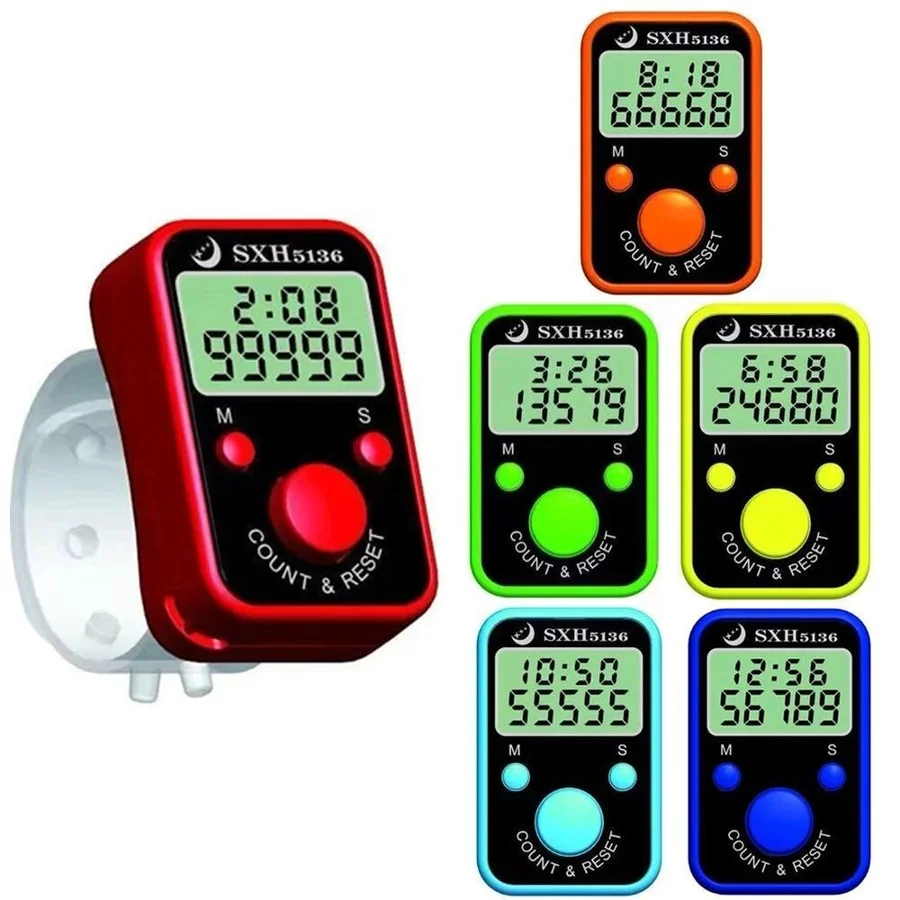 Electronic meter digita cuentapersonas re-settable, for finger, with LCD screen, 5 digits, various colors