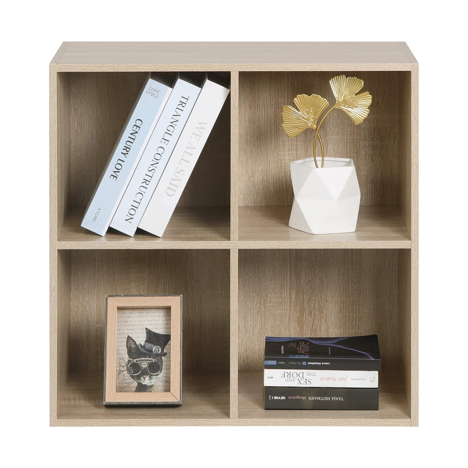 Wooden Cube Units Bookcases White Bookshelf 4 Storage Cubes Shelves Units for Bedroom Living Room Kids Room Organizer