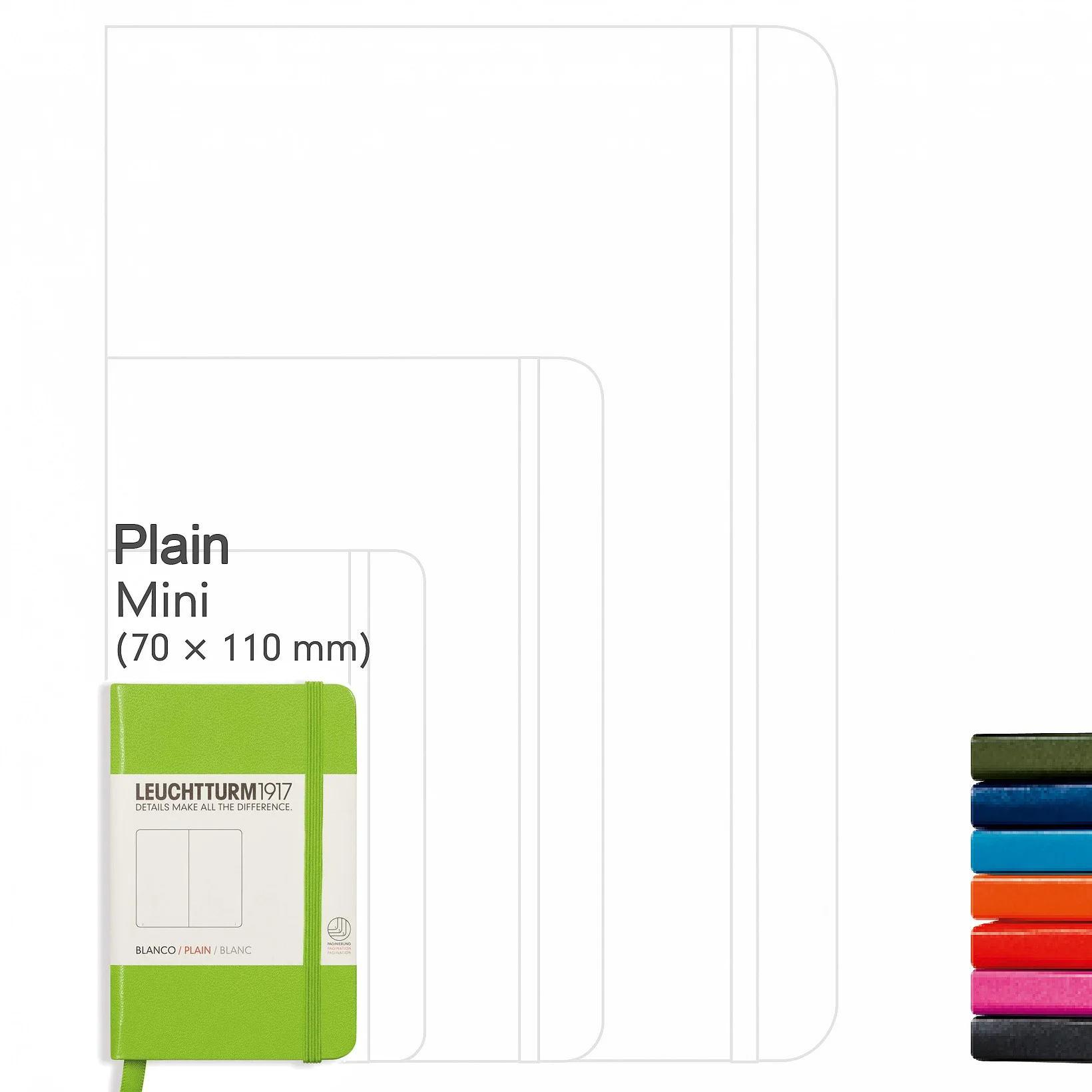 Bloc-notes Medium (A7), couverture rigide, 169 Pages numérotées-uni