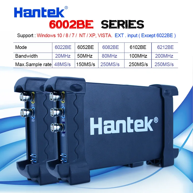 Hantek USB oscilloscope 2 CH 20MHz 48MSa/s digital pc Oscilloscope 6002BE 50/80/100/200 MHZ