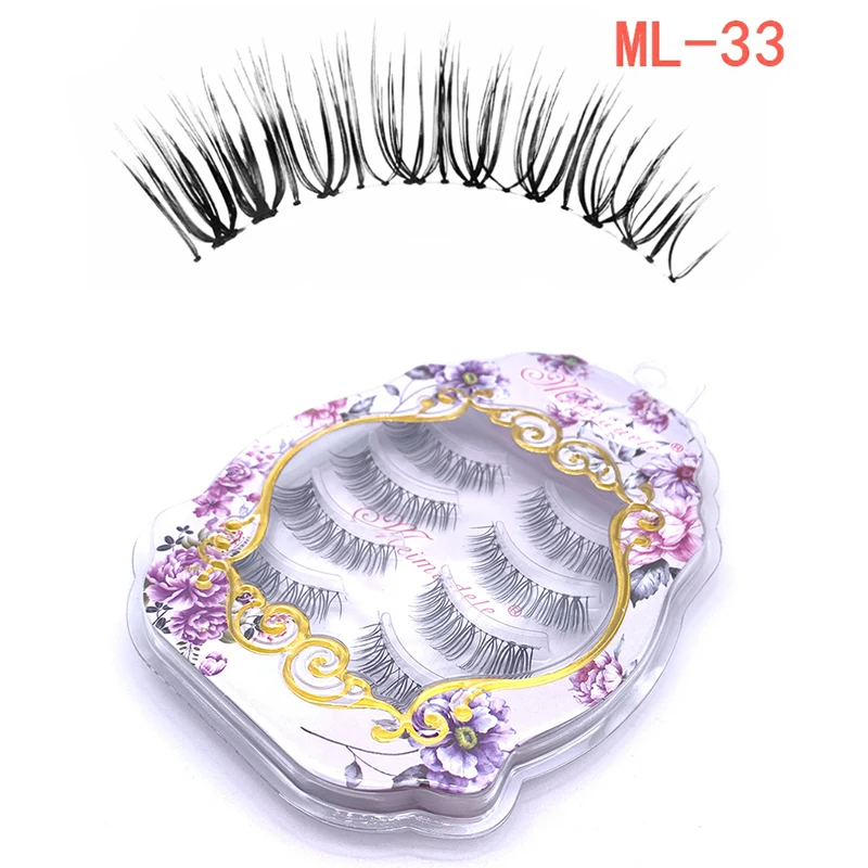 4 Pairs Silk Streifen Wimpern Volumen Falsche lash Natur Lange Schwarz Handgemachte Klar Band Auge LashesSet – Detail 7