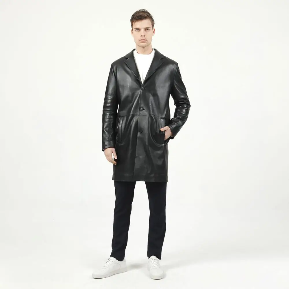 Men's Real Genuine Leather Lambskin Jacket  Motorcycle Winter Trench Coat Men Warm Large Size Suede Casaco  Chaquetas Hombre