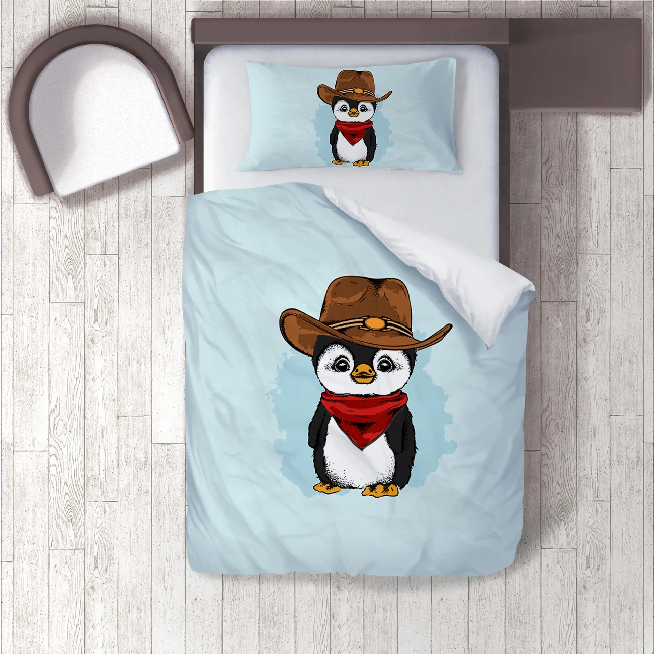 

Duvet Cover Set Bedding Set Pillow Case for Baby and Kids Room 3D Printed Blue Western Penguin Model 320