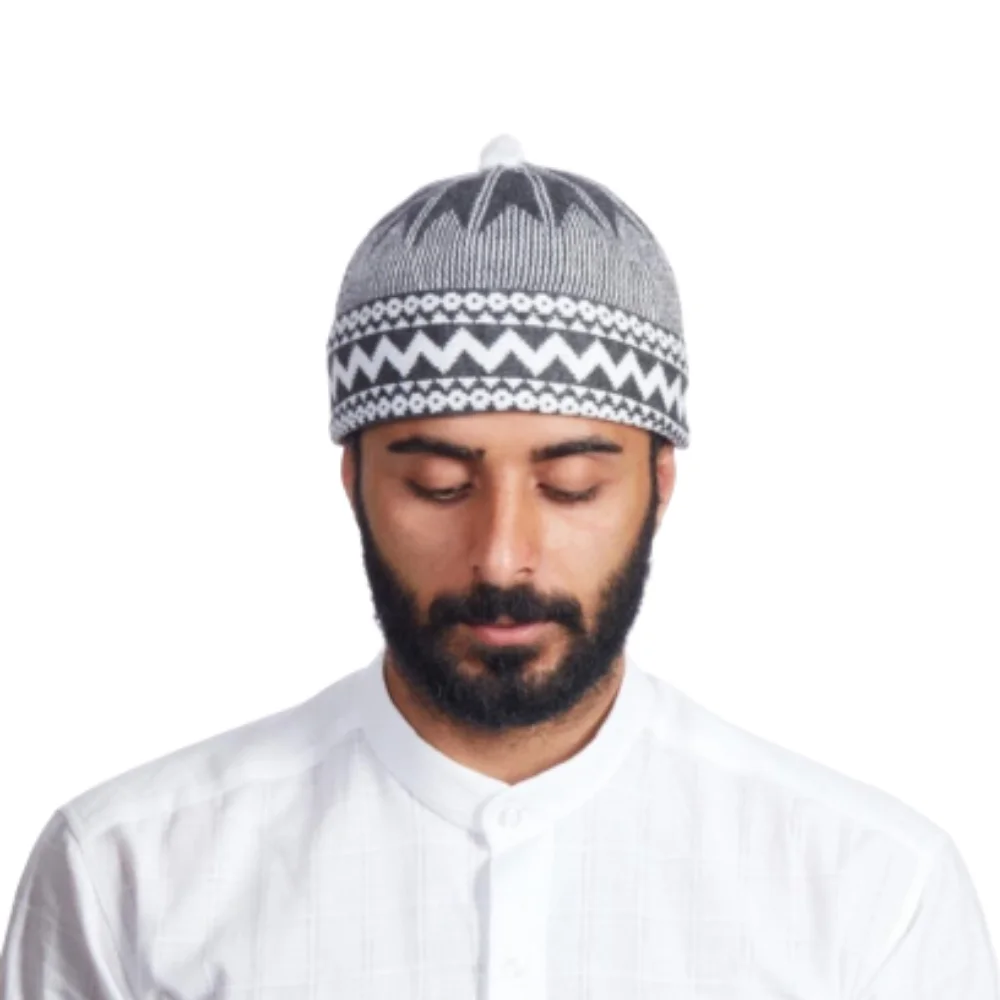 2021 Gorro Beanie Turki Muslim Islami Kufi Taqiya Takke Peci Topi Tengkorak Doa Nапаха Topi Berbeda dan Warna Ziblock POMPOM