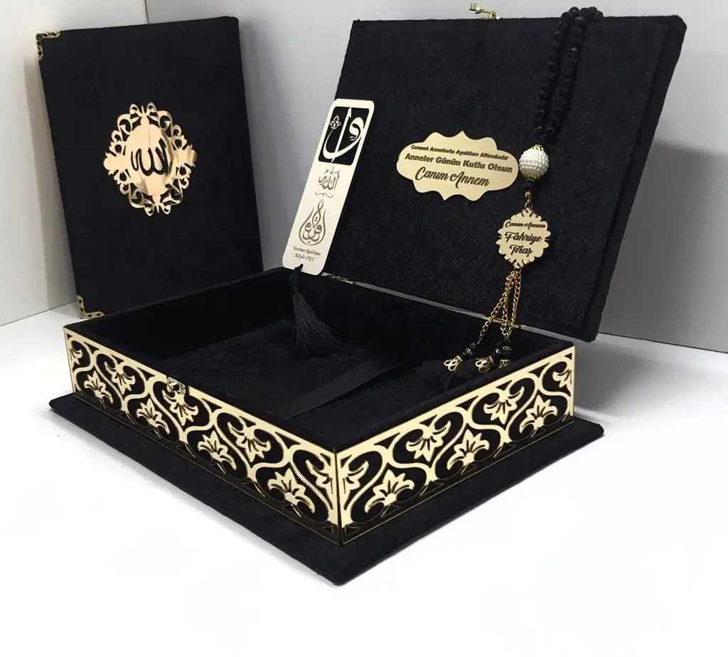 Large Size Luxury Quran Set Velvet Black Color Quran Arabic Quran Islamic Books Muslim Gifts Islamic Gifts For Muslims Wedding